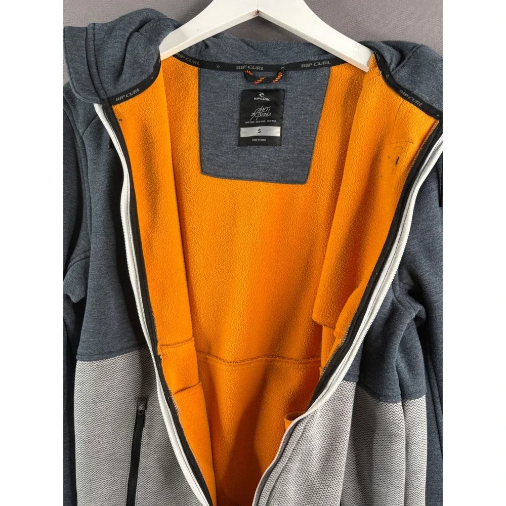 Rip Curl Anti-Series Hooded Jacket Mens Small Gray Colorblock Full Zip